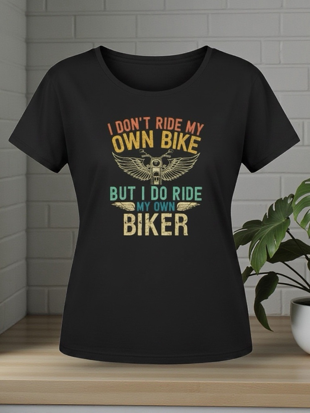 Women’s Black Graphic Tee - I Don’t Ride My Own Bike